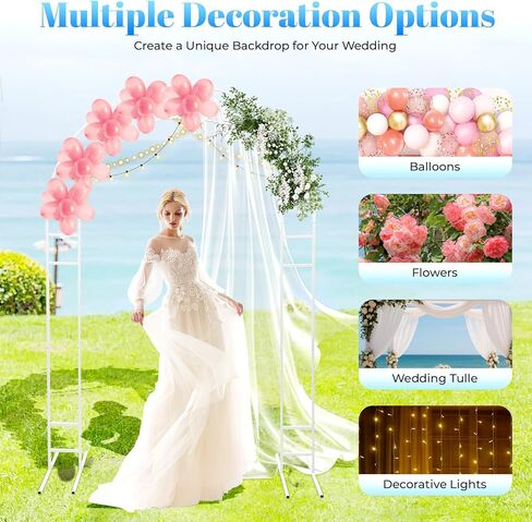 7.2FT Gold Metal Wedding Arch Backdrop Stand with Base, Garden Balloon Arbor Wedding Arch 2-Tube, Climbing Plants for Bridal, Ceremony, Photo Booth, Yard, Indoor Outdoor Party Decoration, Gold in Saudi Arabia