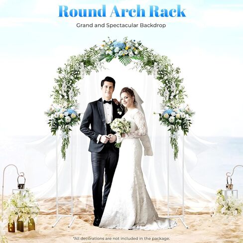 7.2FT Gold Metal Wedding Arch Backdrop Stand with Base, Garden Balloon Arbor Wedding Arch 2-Tube, Climbing Plants for Bridal, Ceremony, Photo Booth, Yard, Indoor Outdoor Party Decoration, Gold in Saudi Arabia