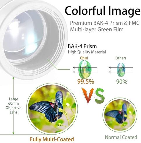 ، 40 × 60 ، حادة عالية الطاقة مع حامل الهاتف الذكي وترايبود لمشاهدة الطيور التخييم المشي لمسافات طويلة in Kuwait