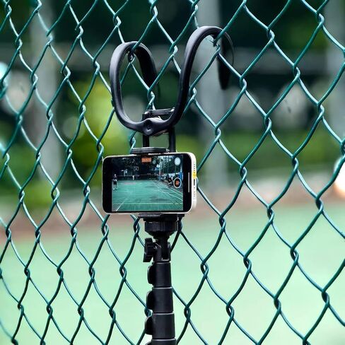 Tennis Pickleball Baseball & Content Creator Fence Mount – Compatible with Smartphones, Action Cameras for Sports, Adventure & Fun, Dual Pliable Hooks for Easy Adjustment & Stability, Extends to 5 ft in Saudi Arabia