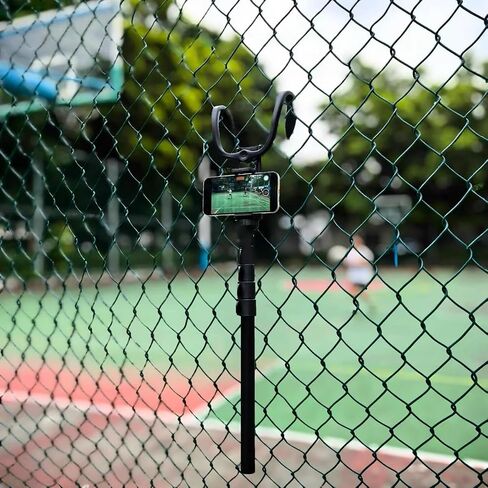 Tennis Pickleball Baseball & Content Creator Fence Mount – Compatible with Smartphones, Action Cameras for Sports, Adventure & Fun, Dual Pliable Hooks for Easy Adjustment & Stability, Extends to 5 ft in Saudi Arabia