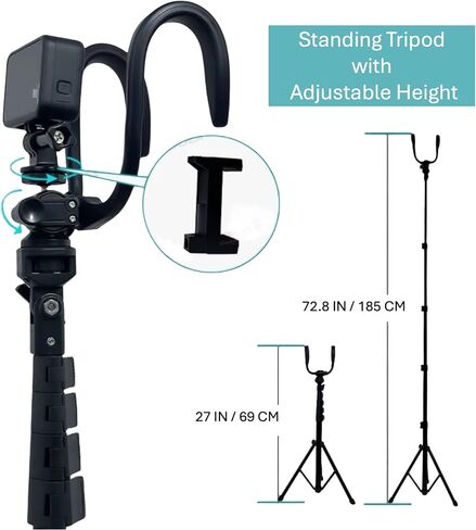 Tennis Pickleball Baseball & Content Creator Fence Mount – Compatible with Smartphones, Action Cameras for Sports, Adventure & Fun, Dual Pliable Hooks for Easy Adjustment & Stability, Extends to 5 ft in Saudi Arabia
