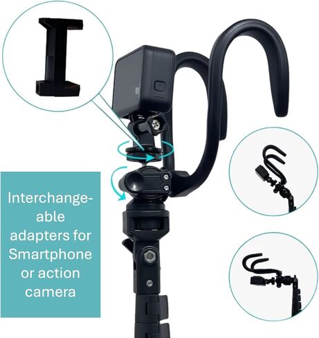 Tennis Pickleball Baseball & Content Creator Fence Mount – Compatible with Smartphones, Action Cameras for Sports, Adventure & Fun, Dual Pliable Hooks for Easy Adjustment & Stability, Extends to 5 ft in Saudi Arabia