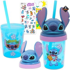 Stitch Sippy Cup Set - Lilo & Stitch 13oz Drinking Cup Bundle with 2 BPA-Free Bottles with Lid and Straw and Stickers | Disney School Supplies for Toddlers in Kuwait