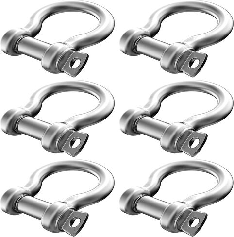 2 Pcs 4/7 Inch 304 Stainless Steel D Ring Shackles 14 mm Screw Pin Anchor Shackle for Traction Steel Wire, 14 mm in Kuwait