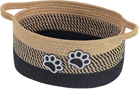 Small Woven Cotton Rope Nursery Organizer Bins, Dog Toy Basket Bins with Handle, Cute Empty Baby Gift Storage Baskets with Paw in Kuwait