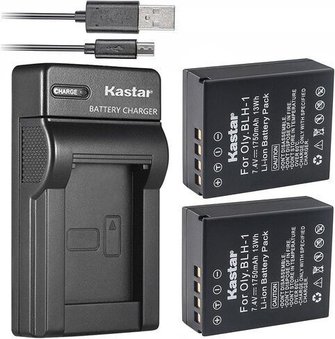 Kastar Battery 2 Pack & Slim USB Charger لبطارية Olympus BLH-1 BLH1 و Olympus OM-D OMD E-M1 Mark II EM1 Markii Mark2 Digital Camera in Saudi Arabia