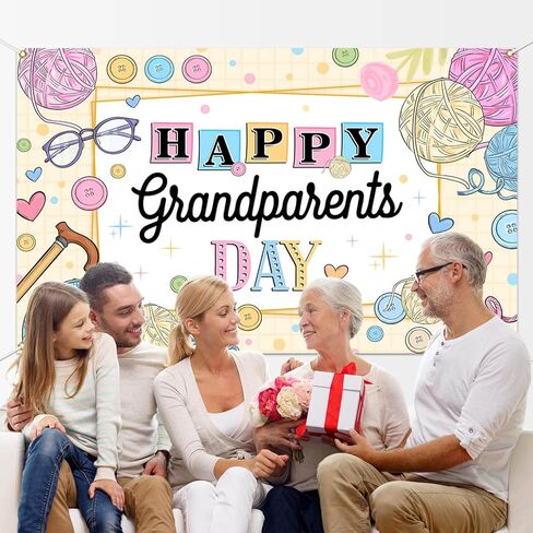 Mocsicka Grandparents Day Backdrop Banner Love Grandparents Decorations Grandpa Grandma Retirement School Event Photo Photo Booth Decor in Saudi Arabia