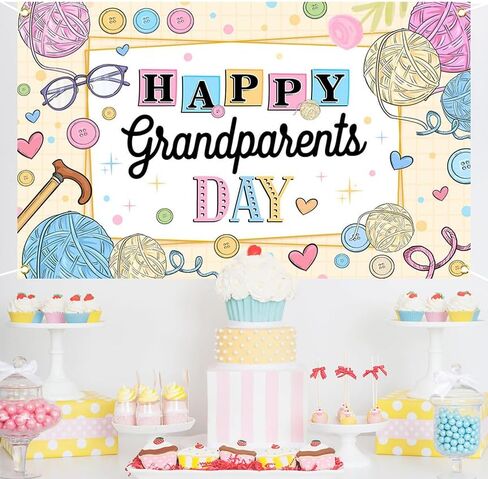 Mocsicka Grandparents Day Backdrop Banner Love Grandparents Decorations Grandpa Grandma Retirement School Event Photo Photo Booth Decor in Saudi Arabia