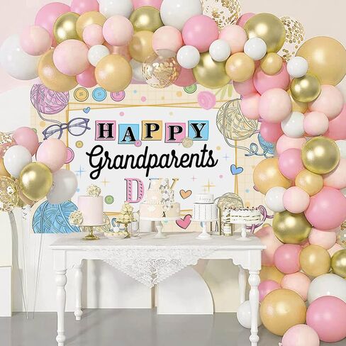 Mocsicka Grandparents Day Backdrop Banner Love Grandparents Decorations Grandpa Grandma Retirement School Event Photo Photo Booth Decor in Saudi Arabia