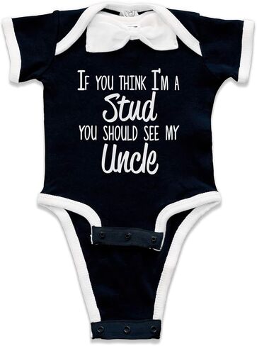 Decal Serpent If You Think I'm A Stud You Should See My Uncle Funny Baby Bowtie Bodysuit in Saudi Arabia