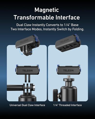 MATPTER MAGNECT QUICK QUARETAL MAGNECT MANGER MATPER FOR DJI OSMO ACTION 5 PRO/4/3 و OSMO 360 ، 2-in-1 قابلة للطي مع ثقب المسمار 1/4 بوصة ، DJI OSMO 360 OSMO ACTORIE in Saudi Arabia