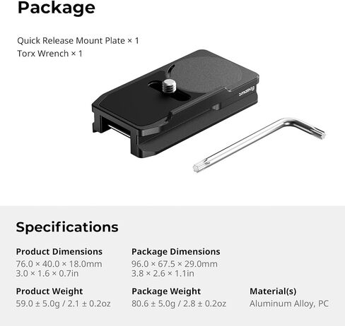 SmallRig Universal Mount Plate for AirTag, for SmartTag2, Quick Release Camera Mount Baseplate for Arca-Type, Built-in EVA Pad, 1/4"-20 Screws for Sony, for Canon, for Nikon - MD5422 in Saudi Arabia