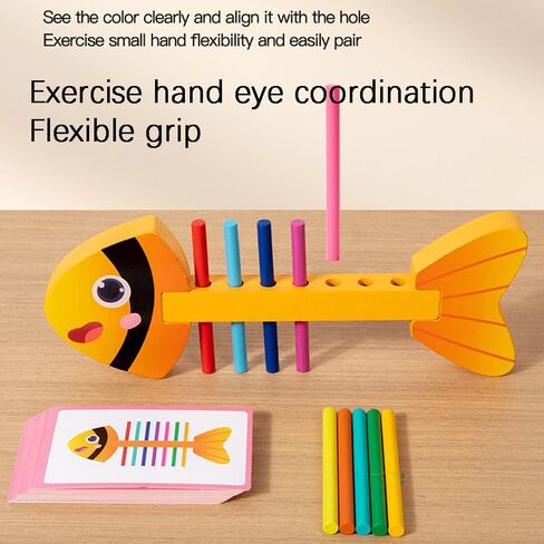 Fine Motor Training Color Matching Toys Fishbone Montessori Teaching Aids Young Children Kindergarten Early Education Toys in Saudi Arabia