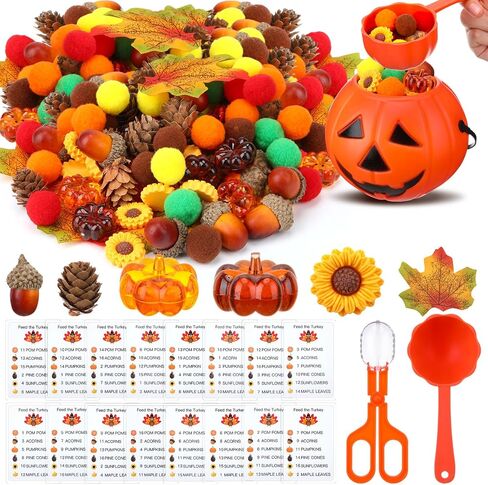 149 PCS عيد الشكر مهارات دقيقة حركية حسية حشو الحشو تشمل البطاقات المعرفية Acorn Maple Leaf Sunflower Pinecone Decord Decor in Saudi Arabia