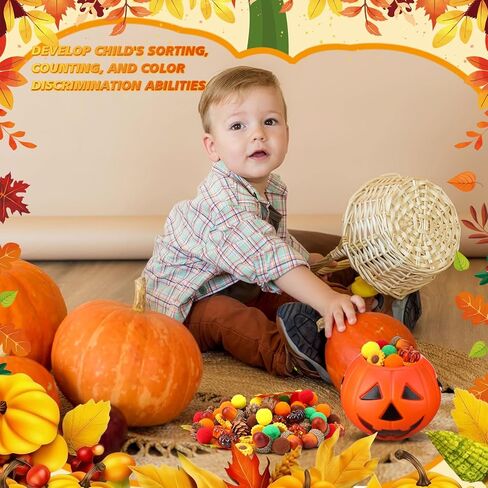 149 PCS عيد الشكر مهارات دقيقة حركية حسية حشو الحشو تشمل البطاقات المعرفية Acorn Maple Leaf Sunflower Pinecone Decord Decor in Saudi Arabia