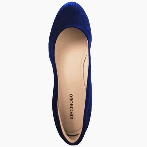 Women's Velvet Mary Jane Pumps Comfortable Slip-On Low Block Heel Round Toe Dress Shoes Vintage Retro Style in Kuwait