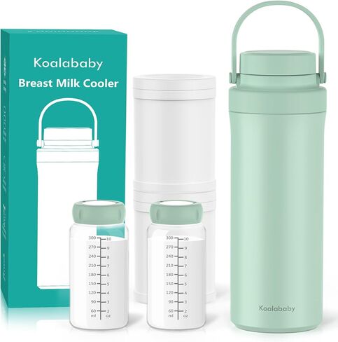 Koalababy Portable Breast Milk Cooler 22oz – 24-Hour Cooling, with 2 Bottles for Breastmilk Storage, Insulated Chiller for Work & Travel, Larger Capacity for Breastfeeding Moms in Kuwait