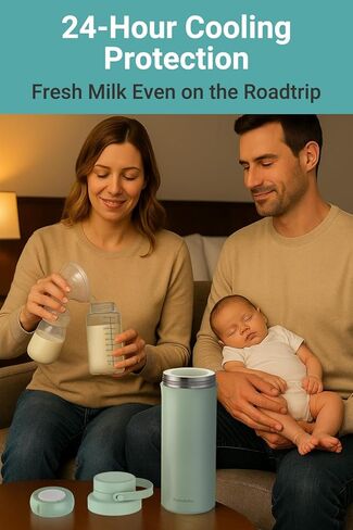 Koalababy Portable Breast Milk Cooler 22oz – 24-Hour Cooling, with 2 Bottles for Breastmilk Storage, Insulated Chiller for Work & Travel, Larger Capacity for Breastfeeding Moms in Kuwait