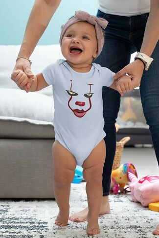 Pop Threads Clown Face Horror Scary Movie Halloween Spooky Infant Baby Boy Girl Bodysuit in Saudi Arabia
