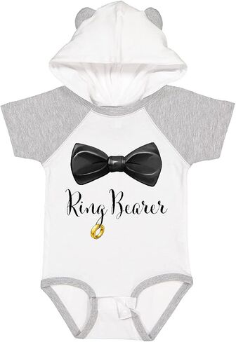 inktastic Ring Bearer- Black Bow Tie and Gold Wedding Ring Baby Bodysuit in Saudi Arabia
