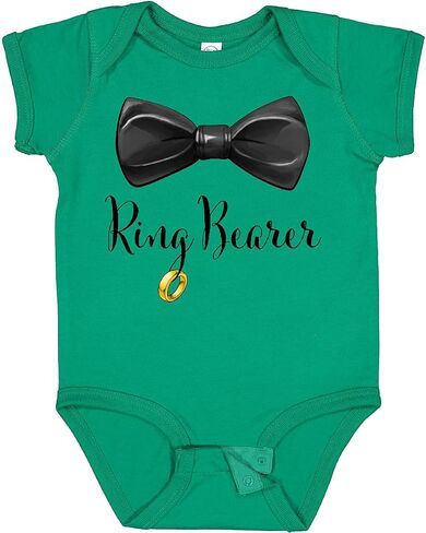 inktastic Ring Bearer- Black Bow Tie and Gold Wedding Ring Baby Bodysuit in Saudi Arabia
