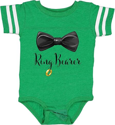 inktastic Ring Bearer- Black Bow Tie and Gold Wedding Ring Baby Bodysuit in Saudi Arabia