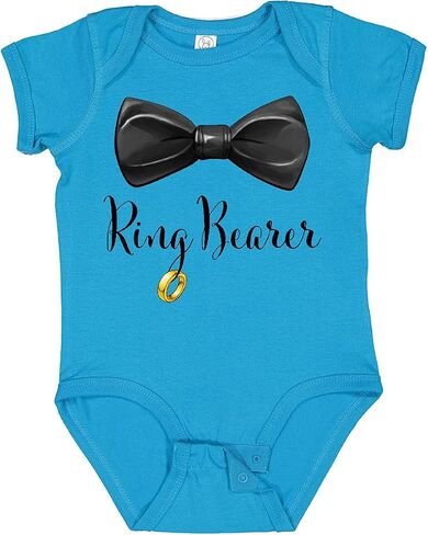 inktastic Ring Bearer- Black Bow Tie and Gold Wedding Ring Baby Bodysuit in Saudi Arabia