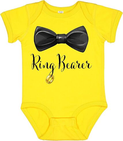 inktastic Ring Bearer- Black Bow Tie and Gold Wedding Ring Baby Bodysuit in Saudi Arabia