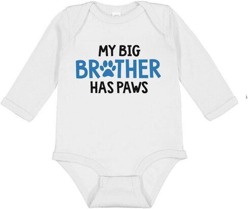 TATY Kids My Big Brother Has Paws Long Sleeve Baby Infant Bodysuit in Saudi Arabia