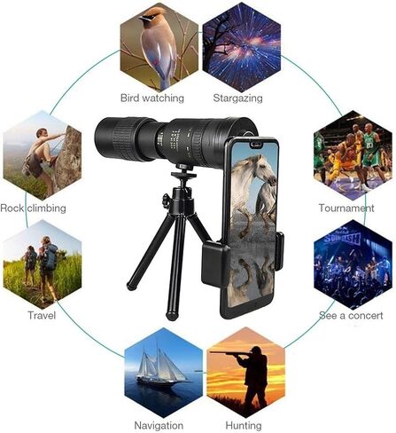 Monoculars Telescope High Power 4K 10-300X40MM Super Telephoto Zoom Monocular Binoculars Pocket Telescope for Smartphone Take Picture for Adult Bird Watching Outdoor Binoculars in Saudi Arabia