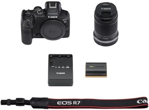 كاميرا Canon EOS R7 بدون مرآة مع حزمة من 18-150 مم العدسة + حزمة ملحق مع مصباح الفيديو LED ، مرشحات HD ، 64 جيجابايت SD ، CASE ، وحزمة برامج التحرير (متجددة) in Saudi Arabia