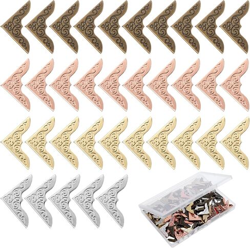 160 Pcs Book Corner Protectors, Photo Corners Corner Guards Corners Covers Scrap Scrapbook Accessories Book Binding Tools for Vintage Books Picture Album Notebook (Bronze, Silver, Gold, Rose Gold) in Saudi Arabia