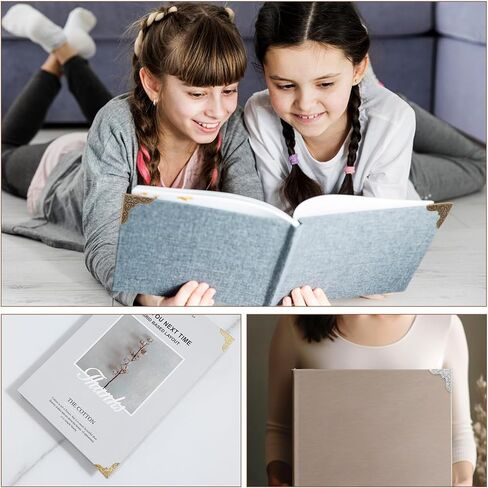 160 Pcs Book Corner Protectors, Photo Corners Corner Guards Corners Covers Scrap Scrapbook Accessories Book Binding Tools for Vintage Books Picture Album Notebook (Bronze, Silver, Gold, Rose Gold) in Saudi Arabia