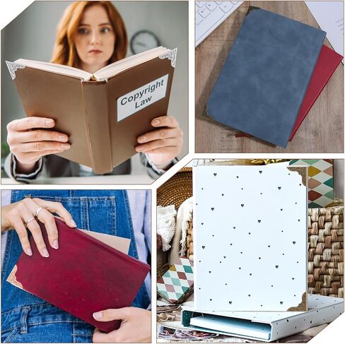 160 Pcs Book Corner Protectors, Photo Corners Corner Guards Corners Covers Scrap Scrapbook Accessories Book Binding Tools for Vintage Books Picture Album Notebook (Bronze, Silver, Gold, Rose Gold) in Saudi Arabia