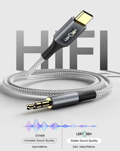 كابل USB C إلى 3.5 مم صوت Aux جاك، محول من النوع C إلى 3.5 مم سماعة رأس ستيريو للسيارة كابل دونجل متوافق مع iPhone 15 Pro Max/15 Pro/15 Plus/15، Samsung S23 S22 S21 Ultra، iPad in Kuwait
