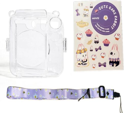 Clear Case متوافق مع Fuji Instax Mini 12 ، حقيبة الحافظة الصلبة لكاميرا فورفيلم ميني ميني 12 ، غطاء كمبيوتر الشخصي مع حزام تخزين الصور والكتف (صاف ، أخضر) in Kuwait