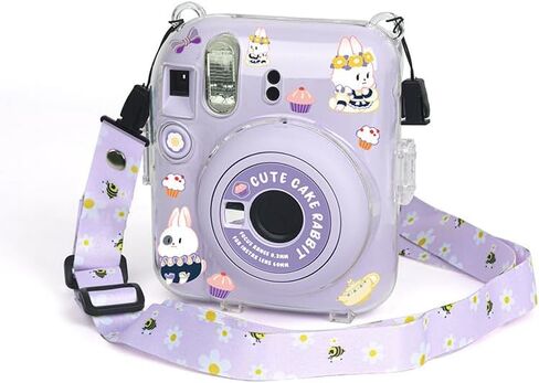 Clear Case متوافق مع Fuji Instax Mini 12 ، حقيبة الحافظة الصلبة لكاميرا فورفيلم ميني ميني 12 ، غطاء كمبيوتر الشخصي مع حزام تخزين الصور والكتف (صاف ، أخضر) in Kuwait