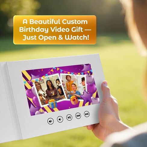 Customized Adult Greeting Video Card – Upload Your Own Photos for a Personalized Birthday Slideshow – Digital Gift with 7" Display, 8GB Memory, USB Charging, Ready to Play in Kuwait