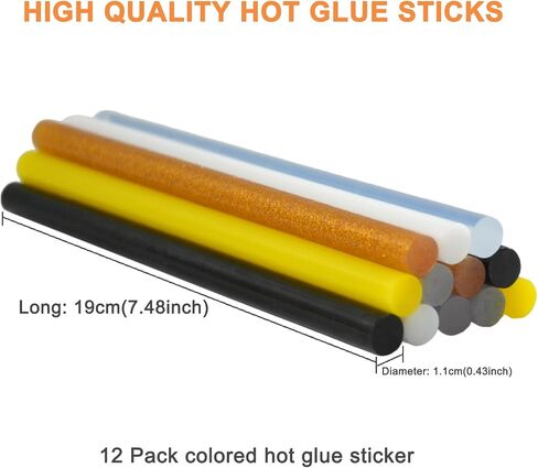 12pcs/lot 11mmx190mm DIY Hot Melt Glue Sticks Black Color for Hot Melt Gun Car Audio Craft General Purpose 1 (12PCS) in Kuwait