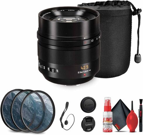 Panasonic Leica DG Nocticron 42.5mm f/1.2 عدسة (H-NS043) بما في ذلك: مجموعة مرشح 3 قطع ، قبعات عدسة ، حقيبة عدسة ، حارس كاب ، مجموعة تنظيف كاملة in Saudi Arabia