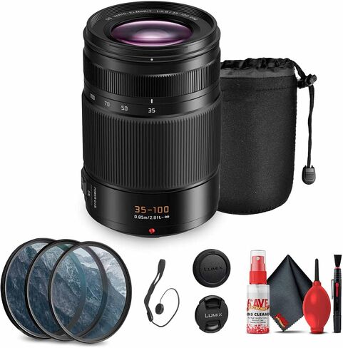 Panasonic Leica DG vario-Elmarit 35-100mm f/2.8 عدسة (H-ES35100) بما في ذلك: مجموعة مرشح 3 قطع ، قبعات عدسة ، حقيبة عدسة ، حارس كاب ، مجموعة التنظيف الكاملة in Saudi Arabia