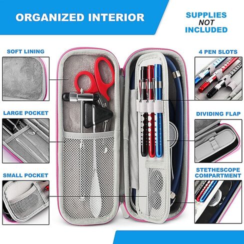 Primacare KB-9297-BL Blue Stethoscope Case, Supplies NOT Included, for Stethoscopes and Medical Supplies, Multiple Compartments, Portable and Lightweight First Aid Kit Bag, Accessories for Nurses in Saudi Arabia