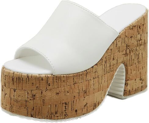 Women's Cork Platform Open Round Toe High Chunky Heel Mules Sandals Sexy Backless Comfortable Slip On Non-slip Dress Summer High Heel Sandals fot Party Dance Wedding Shoes in Saudi Arabia
