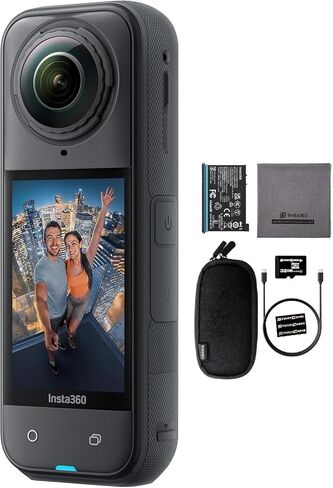 Insta360 x5 - مقاوم للماء 8K 360 فيديو 72 ميجابكسل عمل خوذة خوذة مع مستشعر 1/1.28 بوصة ، عدسات مستخدم قابلة للاستبدال ذات الأداء الخفيف للزاوية. in Saudi Arabia