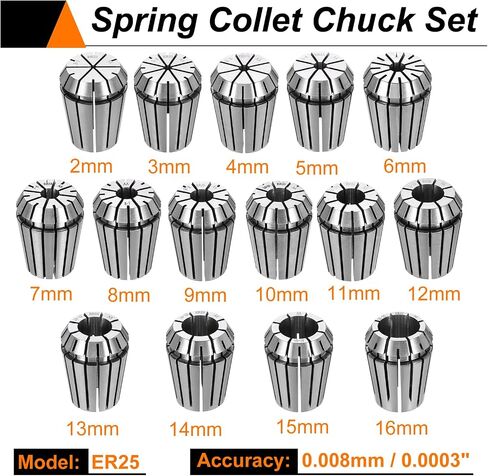 Harfington 15pcs Spring Collet Chuck Er25 2mm-20mm 65mn Veter Steel Collets for CNC Engraving Milling Tool in Kuwait