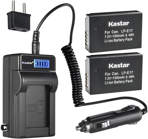 KASTAR LP-E17 LCD AC شاحن بطارية AC متوافق مع Canon LP-E17 LPE17 9967B02 LC-E17 LC-E17E ، CANON EOS 77D ، EOS 750D ، EOS 760D ، EOS 800D ، EOS 8000D ، EOS RP MIRROLING in Saudi Arabia