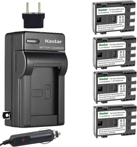 بطارية Kastar NB-2L (4 عبوات) و Charger Kit لـ Canon NB-2L NB-2LH NB-2L12 NB-2L14 NB-2L24 BP-2L5 BP-2LH و Canon EOS Digital Rebel XT XTI Cameras in Saudi Arabia