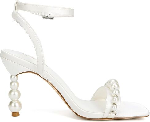Women’s Heeled Sandals Pearl Wedding Shoes for Bride Open Toe Bridal Shoes Strappy Wedding Heels in Saudi Arabia