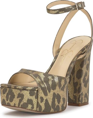 Jessica Simpson Women's Lirio Platform Sandal, Golden Roxy Metallic Leopard, 8.5 in Saudi Arabia